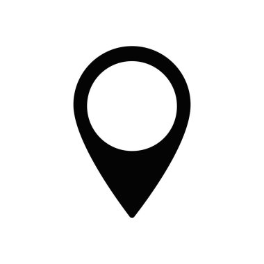  Beyaz arkaplanda izole edilmiş minimalist siluet konum vektör simgesi, logo ve grafik tasarımı.