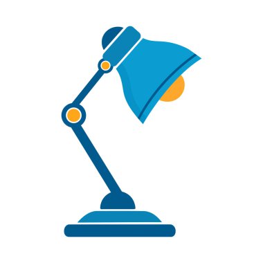 Masa Lambası, Spotlight, Eğitim ekipmanları ve Ampul vektör sanat çizimleri beyaz arkaplanda.