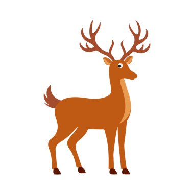 Geyik Vektörü Noel Karakteri beyaz arkaplanda izole edildi.