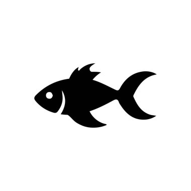 Beyaz arkaplanda balık silueti simgesi vektör çizimi