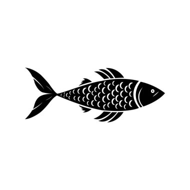 Beyaz arkaplanda balık silueti simgesi vektör çizimi
