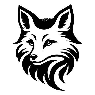 Kurt kafası siluet simgesi, beyaz arkaplanda Fox vektör sanat çizimi.