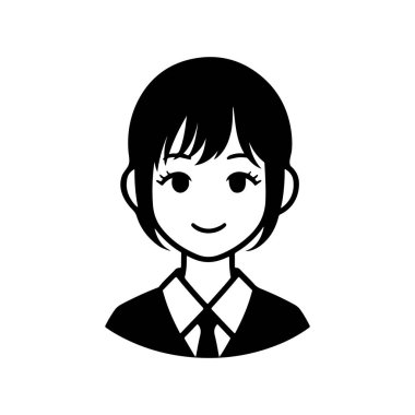 Şirin Kız Yüz Profili siluet ikon vektör tasarımı