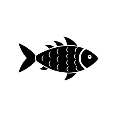 Beyaz arkaplanda balık silueti simgesi vektör çizimi