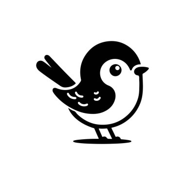 Beyaz arkaplanda şirin bir kuş silueti vektör sanat çizimi biçimi.