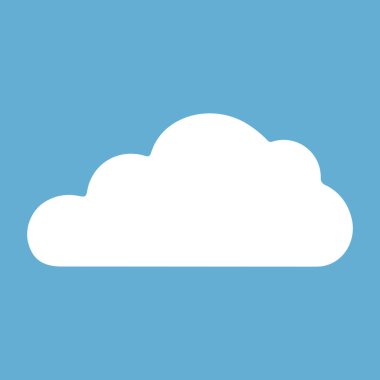 Mavi gökyüzünde düz beyaz bulut, hava ikonu tasarımı.