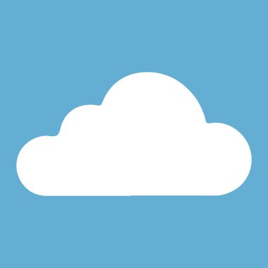 Mavi arkaplanda bulut simgesi, sembol ve grafik tasarımı.