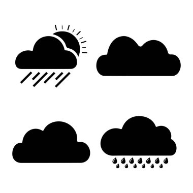 Bulut siluetleri vektörü, basit hava simgesi seti.