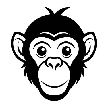 Maymun suratlı siluet vektör çizimi. Dövmeler, vahşi yaşam projeleri ve grafik tasarımları için ideal.