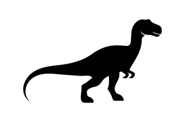 Basit dinozor silueti vektör sanatı. Baskı, tişörtler, posterler ve eğitim içeriği için harika. Jurasik döneme ait bir dinozorun temiz, siyah tasarımı.