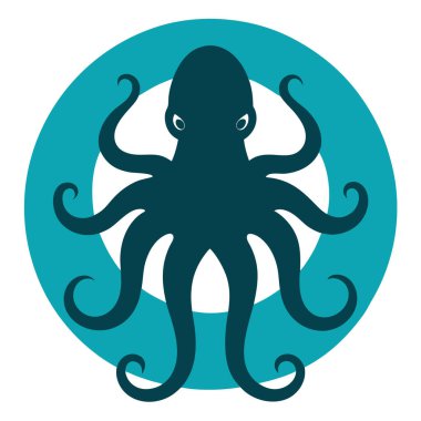 Retro Vintage Vector Art Illustration Tişört Tasarımı Üzerine Ahtapot Silueti