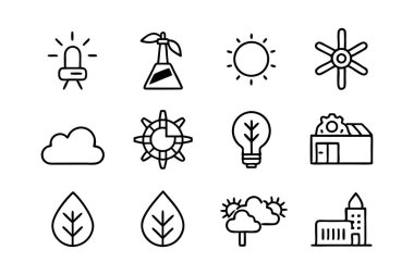 Yeşil enerji simgesinin 12 simgesini oluştur