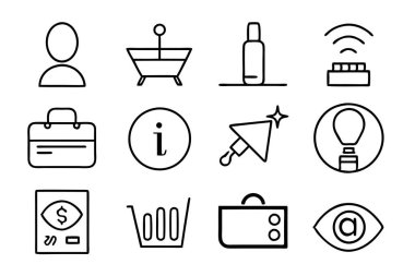 Bilgi Güzelliği web çizgisi sanat vektörünün 12 simgesini oluştur