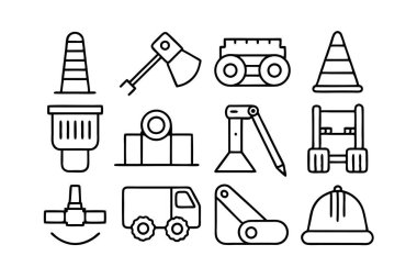 Yapı çizgisi sanat vektörünün 16 simgesini oluştur