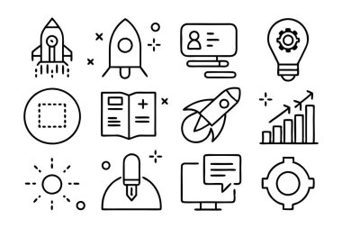  Başlangıç web simgelerinin 40 simgesini oluştur Satır çizgisi sanat vektörü belirle