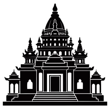 Bir siluet vektörü. Beyaz arkaplandaki tapınak sanatı.