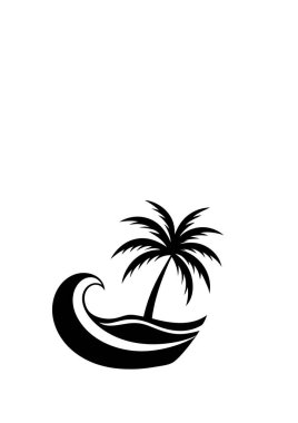 soyut dalga ve kaliforniya palmiye ağaçları vektörü