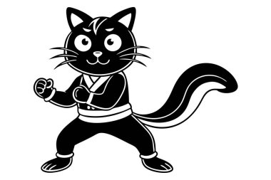 Şirin kedi fıstığı karate çizgi filmi vektosu çalışıyor.