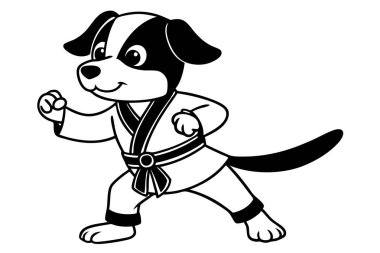 cute dog peanut practicing karate cartoon vector clipart