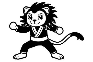 cute lion peanut practicing karate cartoon vector clipart