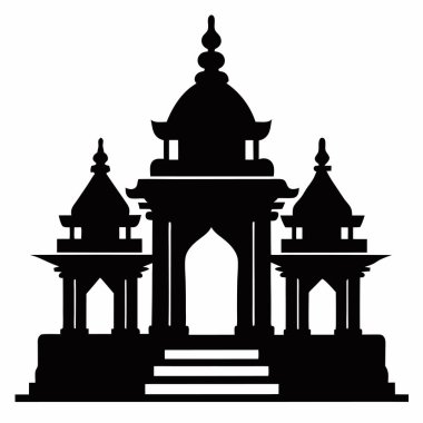 Siluet vektörü beyaz arkaplanda hindu tapınağı sanatı