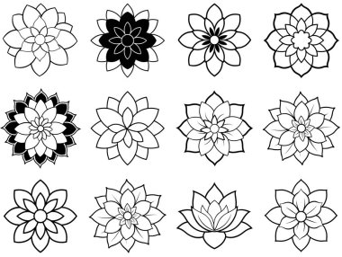 12 fark bir mandala çiçek vektör sanatı