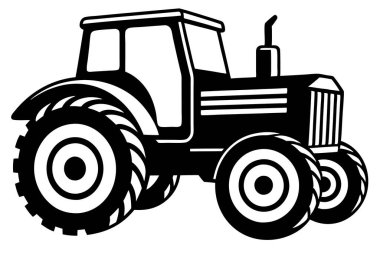 Bir traktörün siyah beyaz çizimi