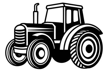  Bir traktörün siyah beyaz çizimi