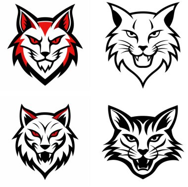 Vahşi kedi vektörünün stilize edilmiş logosu 
