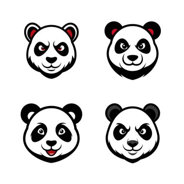  4 farklı panda baş maskotu logosu