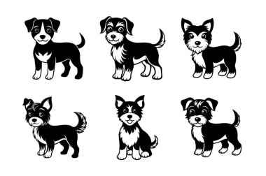 6 fark sevimli bir köpek vektörü.