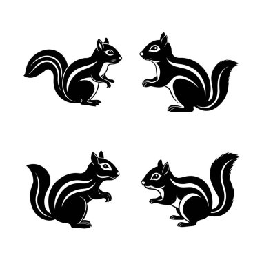 4-simge-set-on Sincap Siluet Vektör Hayvan İllüstrasyonu