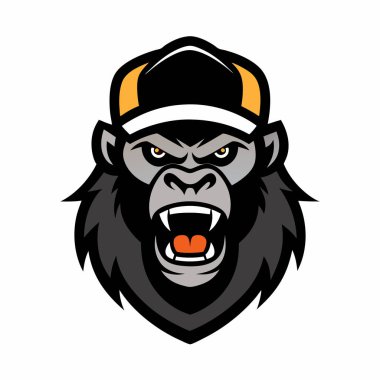 Angry Gorilla with a Cap Mascot Logo clipart