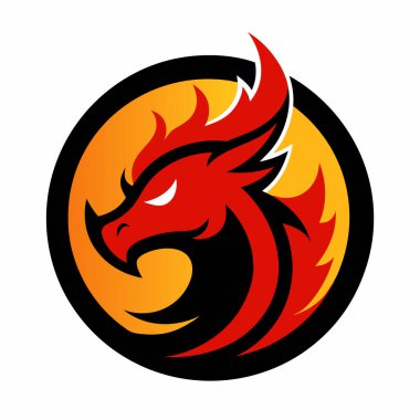 Ateş Ejderi Maskotu Logo daire sanatı