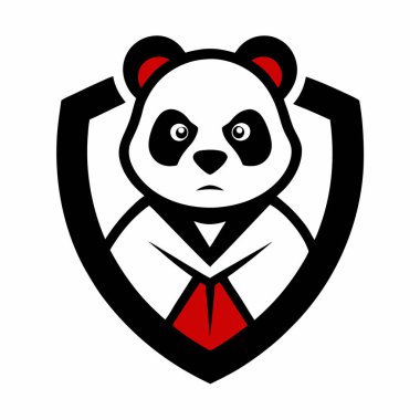 Panda in Karate Uniform Mascot Logo shield art vector  clipart