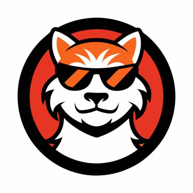 Samurai Tiger Sunglasses Mascot Logo circle clipart