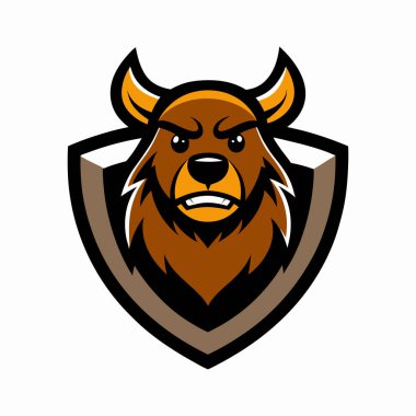 Viking Ayısı Maskot Logo kalkanı sanat vektörü 