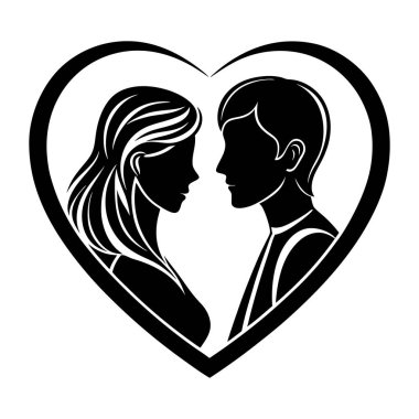 Aşk şekli silueti, ana hat vektör simgesi çiziyor