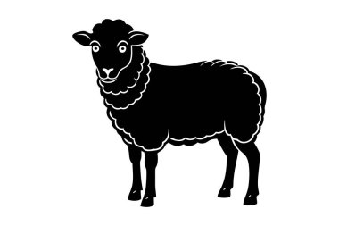 Koyun hayvanları sanat silueti vektör çizimi