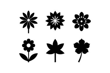 6 Vektör çiçek simgeleri siluet vektör sanatı