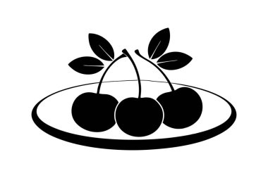 Kirazların silueti bir tabakta