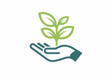 Bitki, bir el ikonunda filizlen. Çizgi, kabartma ve doldurulmuş renkli versiyon, el ele tutuşan bitki çizgisi ve doldurulmuş vektör işareti. Sembol, logo çizimi. Farklı biçim simgeleri seti. Beyaz arkaplanda vektör grafikleri