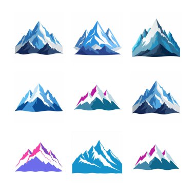 Himalaya Dağları 'nın 9 farklı vektör sanat çizimi