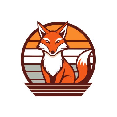  Retro Vintage Arkaplan Vektör İllüstrasyonunda Fox logosu