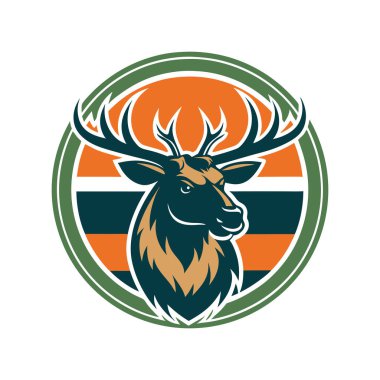  Retro Vintage Arkaplan Vektör İllüstrasyonunda Moose logosu