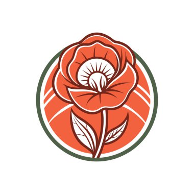 Retro Vintage Arkaplan Vektör İllüstrasyonu üzerindeki gelincik logosu