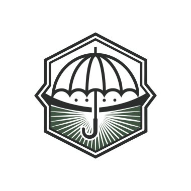  Retro Vintage Arka plan Vektör Sanat İllüstrasyonunda şemsiye logosu