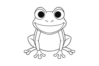 Sevimli kurbağa çizgi film karakteri. Renkli sayfa sanat vektörü çizimi..