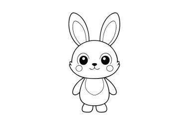 Şirin kawaii tavşan çizgi film karakteri karakter boyama sayfası illüstrasyonu