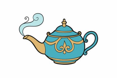 Çaydanlığı buharla süsleme vektör sanat çizimi.